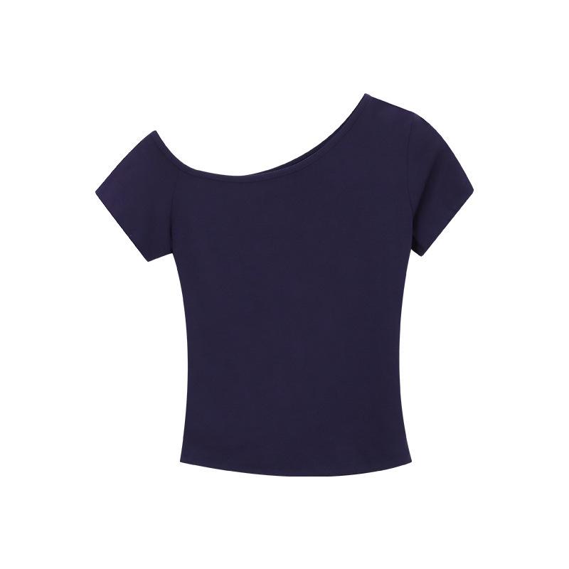 2025 Summer Trendy Off-Shoulder Crop Top for Women - Slim Fit, Short Sleeve