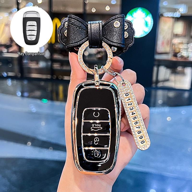 Premium Key Cover for Hongqi H5, HS5, H6, HS3, H9, HS6, EQM5, HS7 - Elegant Car Shell Buckle