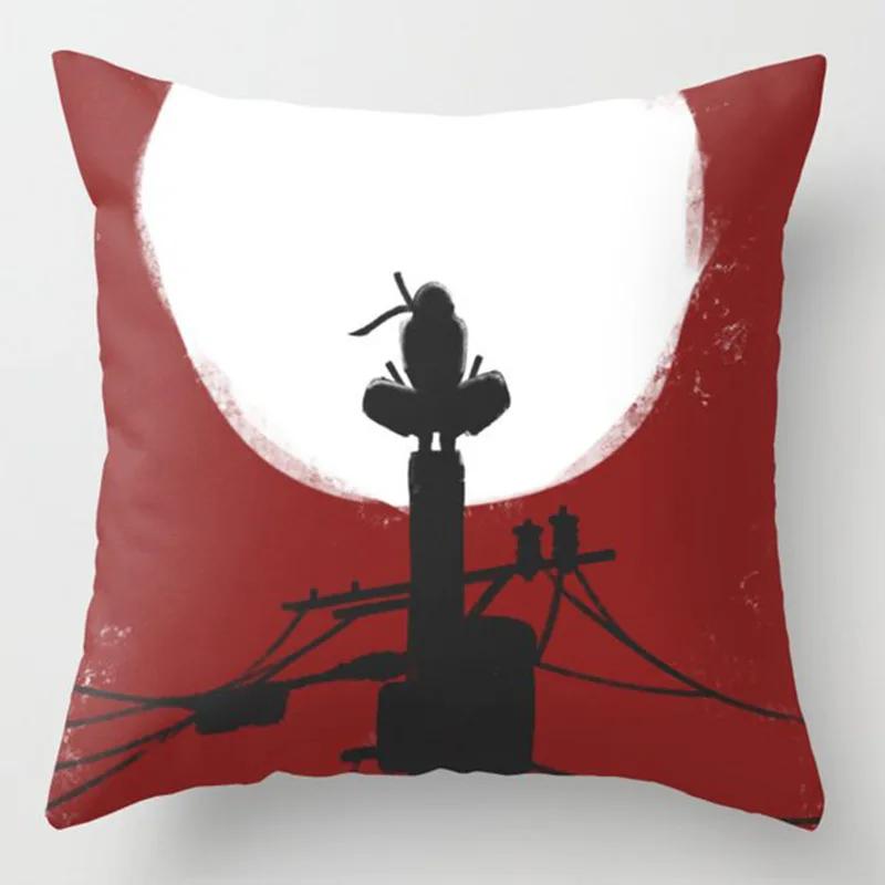 Anime Naruto Printed Pillow Case Red Cloud Uchiha Itachi Action Figures Square Pillow Covers Cushion Sofa Decor Cover Toys Gift