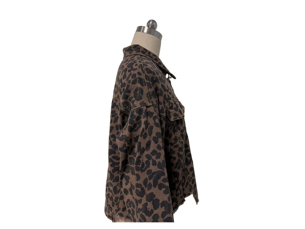2025 Herbst/Winter Jeansjacke mit Leopardenmuster - Modische, lässige Damen-Oberbekleidung