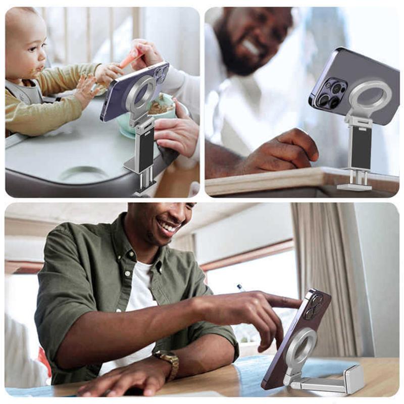 Magnetic Airplane Phone Holder Universal Travel Desk Cell Phone Mount Stand Foldable 360° Rotation Selfie Stick Phone Support