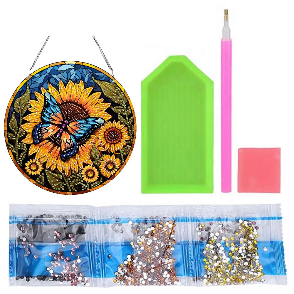 2D/Flat DIY Diamond Painting Set Rhinestone Diamond Art Window Pendants Hanging Diamond Art Kits Wall Decor for Home & Windows