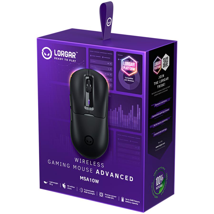 LORGAR MSA10W Gaming Mouse, Wireless, Black