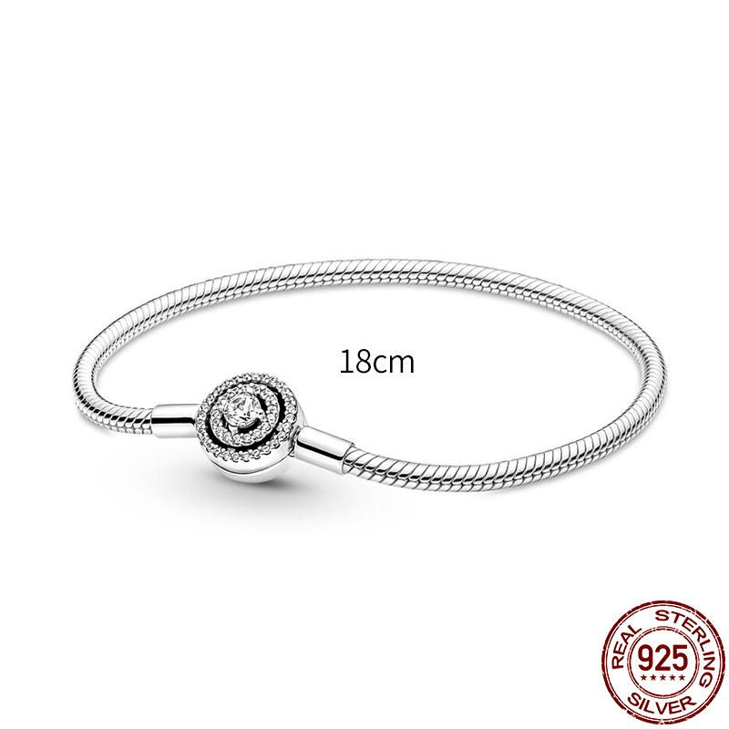 925 Silver Snake Chain Charm Bracelet For Women Fits Original Pendant Bead Heart Jewelry New In