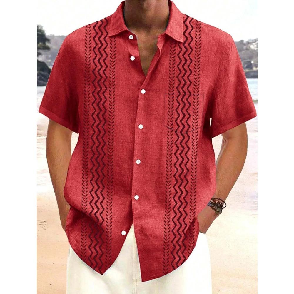 Summer Men Short Sleeve Beach Shirt Men Casual Lapel Fashion Shirt Tops
