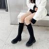 Black Skinny Boots Martin Boots Thick Bottom Yang Sheep Hunting Suede Fashion Skinny Spice Girl Black Drawstring Boot Cover