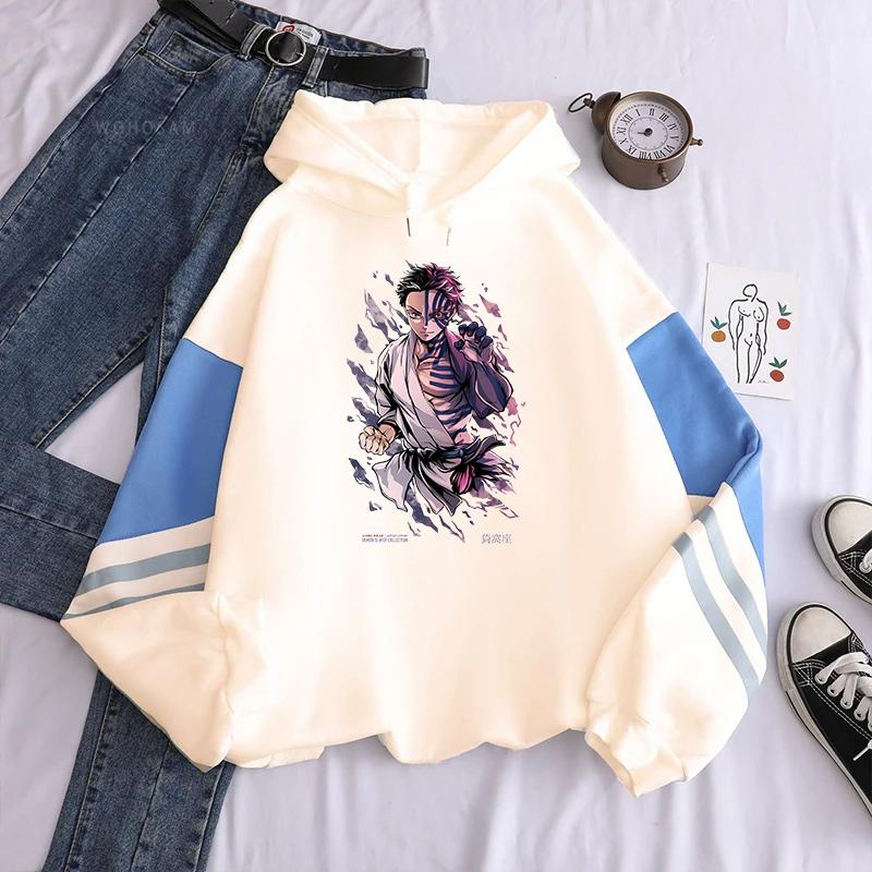 Anime Demon Slayer Graphic Hoodies Men Women Clothing Akaza Manga Print Hoodie Fall Fleece Long Sleeves Loose Soft Sweatshirt