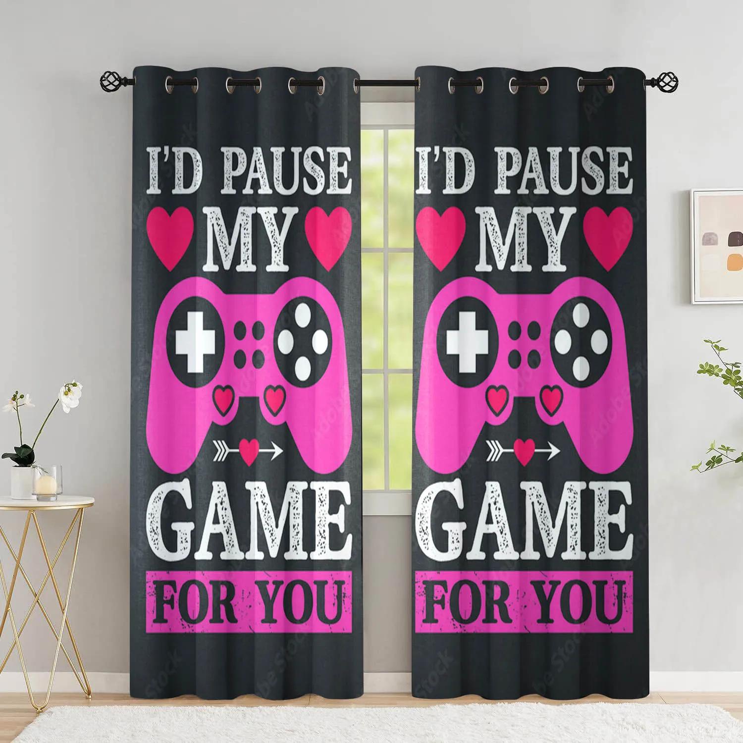 

Мультяшный геймпад, высокие затемняющие шторы для спальни, граффити, слова, видеоигры, оконные шторы, игровые плееры, декор гостиной W55 X H120cm X 2&Grommet Top