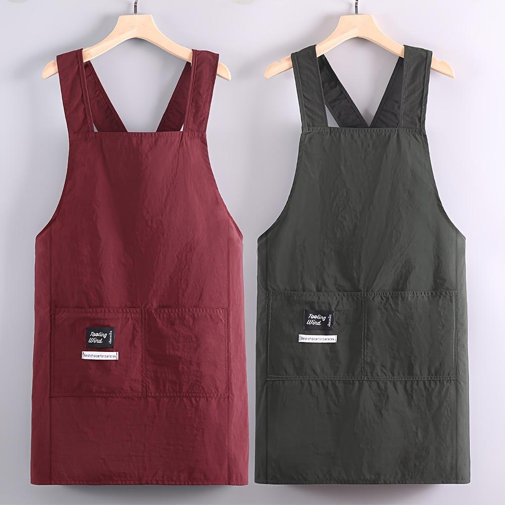 Durable Build, Stylish Black & Olive Green Cross-Strap Aprons - Adjustable, Polyester Kitchen Aprons with Pockets for Cooking, Baking, and Dining