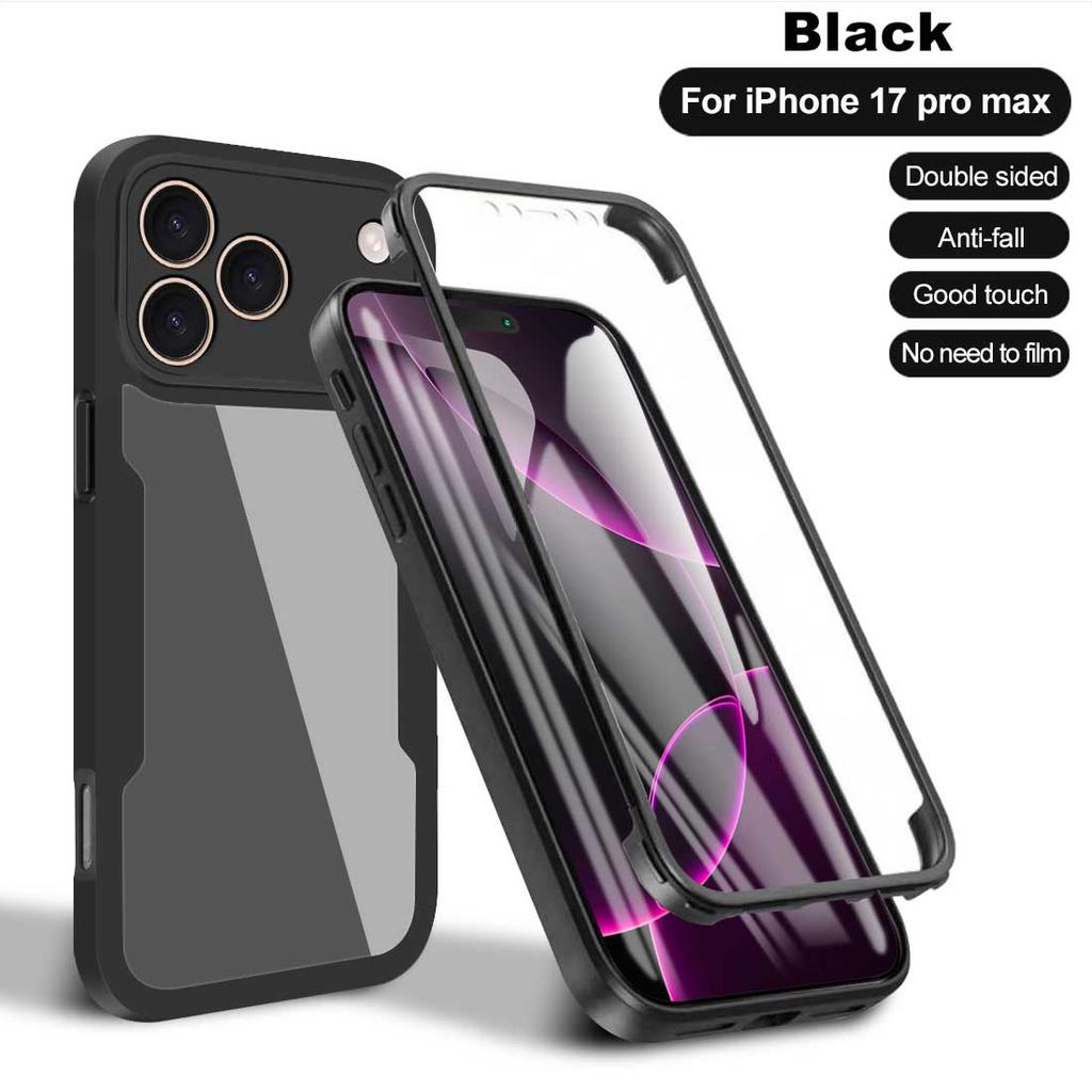 For iPhone 17 16 15 14 Pro Max Transparent Anti Shock Anti Fall 360 Fully Wrapped PhoneCase for iPhone 16 15 14 Plus 16E 17E Air
