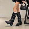 Woman Boots Knee High Platform Chunky Heels Trend Punk Gothic Rock Leather Fashion Women's Shoes Motorcycle Footwea