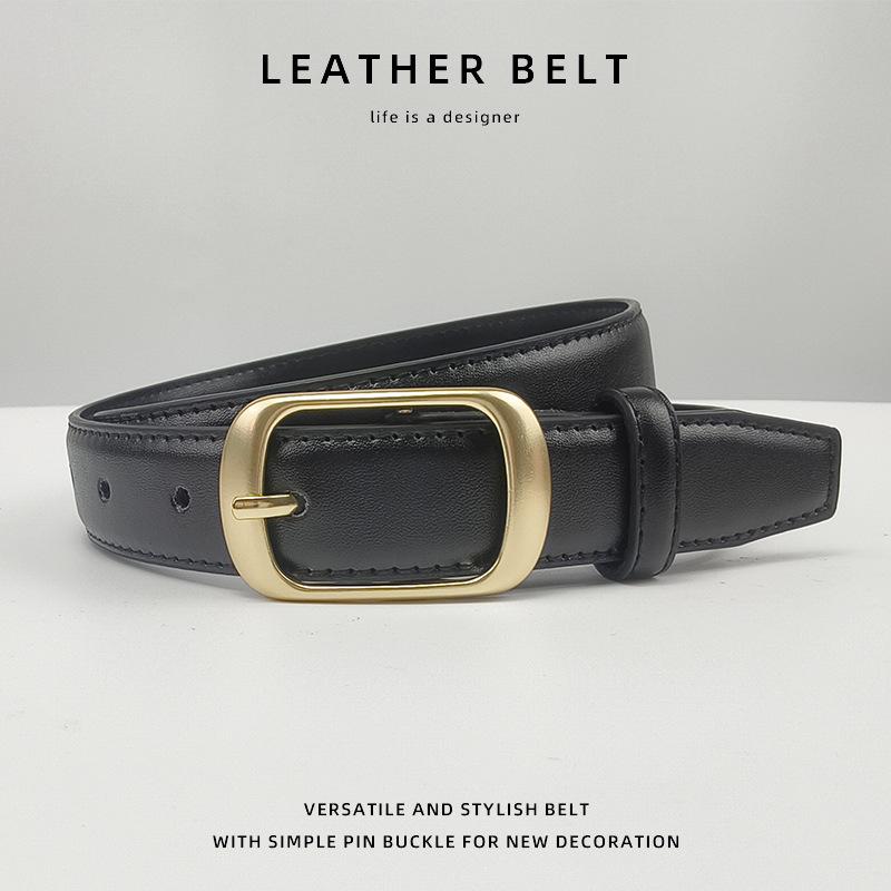 2024 Damen Echtleder Schwarz Mode Gürtel: Vielseitiger Stil für Jeans