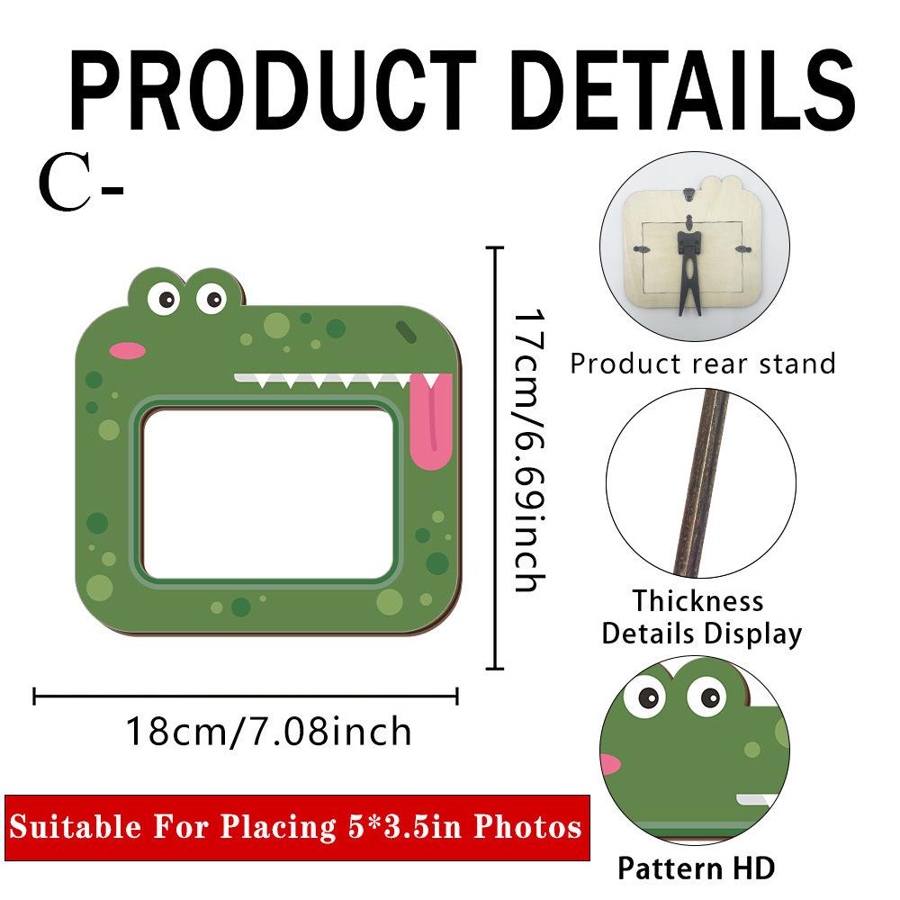 Animal-Shaped Wooden Desktop Photo Frame (Panda, Cat, Rabbit, Frog)