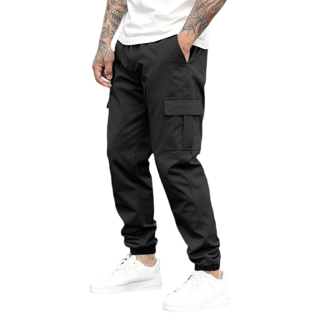Pantaloni Cargo da Uomo Tuta Casual da Uomo Multi-tasche Vita Elastica Pantaloni alla Caviglia Autunno Sport Outdoor Pantaloni Monocolore