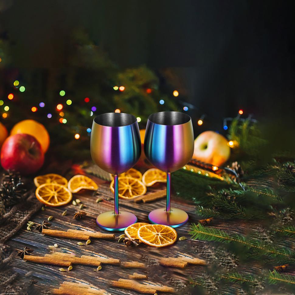 Stainless Steel Wine Glass Goblet Rose Gold Silver Gold Metal Cup Durable Wine & Champagne Glass for Party Bar Gift