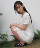 Ronron Ribbon Bow Half Sleeve Dress White Dot