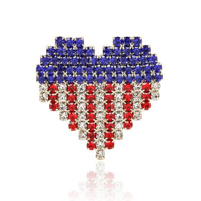 Creative Fashion Personality Rhinestone Love Flag Brooch Clothing Brooch American Pin Badge