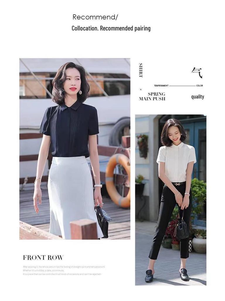 Women's Professional Short Sleeve Chiffon Shirt - Summer Formal Wear