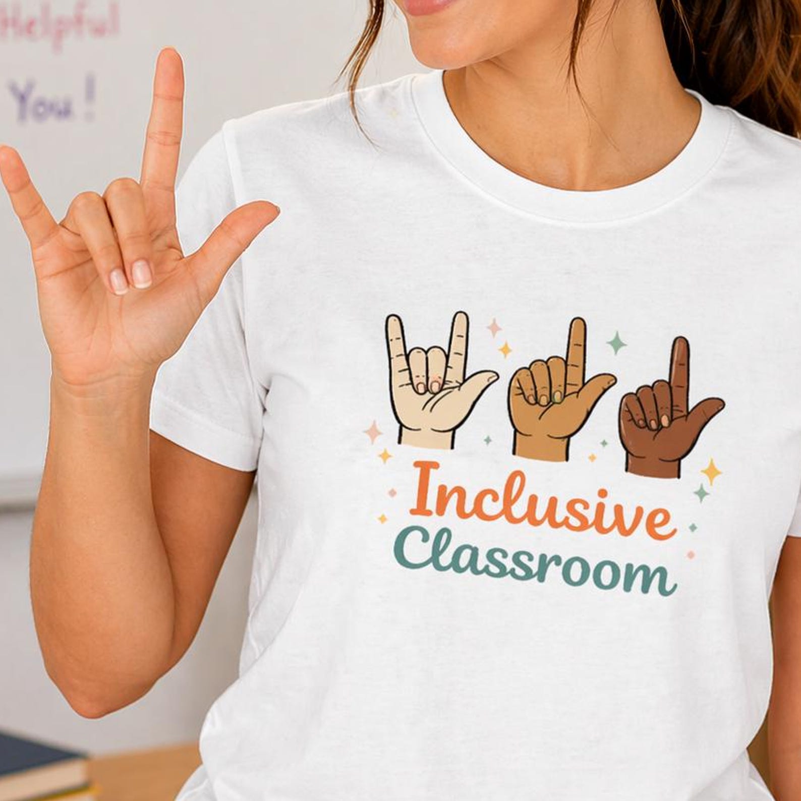 Inclusive Classroom ASL Shirt, Sign Language Diversity Tee, Special Education Apparel 3XL