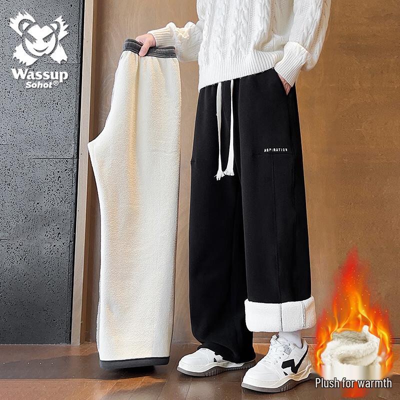 

Wassup Sohot Men s Winter Fleece-Lined Loose Casual Pants XL