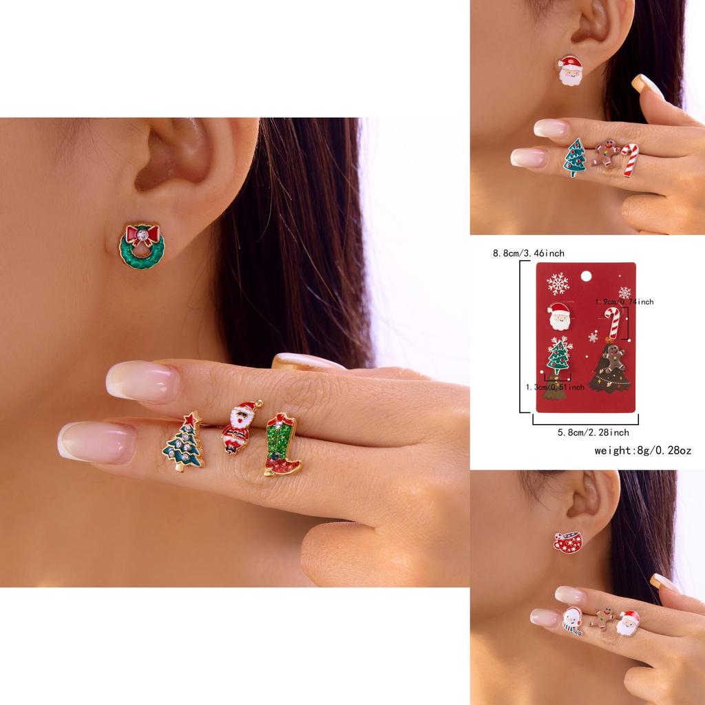 Christmas Elf Earring Set With Festive Animal Designs For Holiday Celebrations