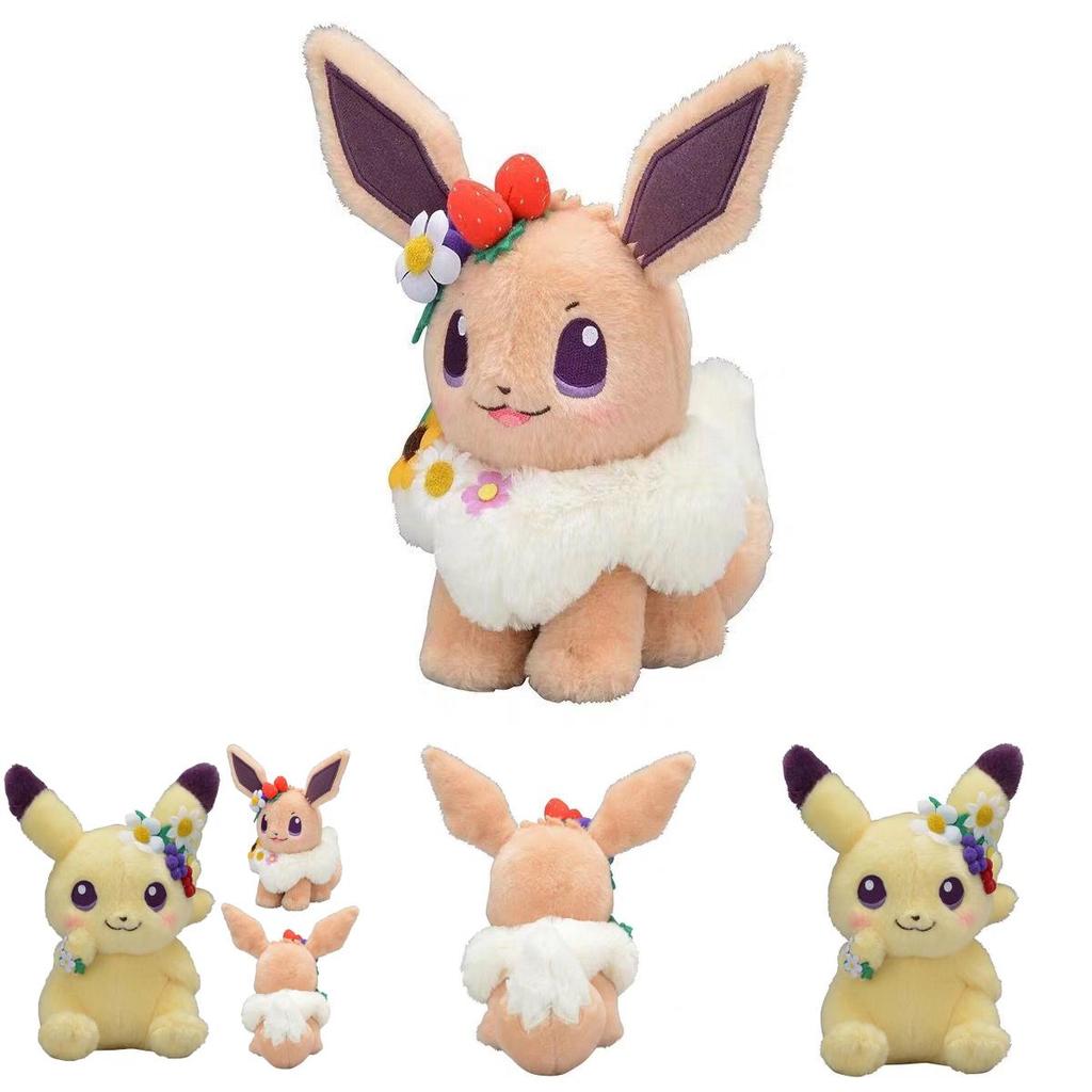 Adorable Pokemon Fete Spring Eevee Pikachu Plush Doll Soft Kids Gift Toy For All Ages