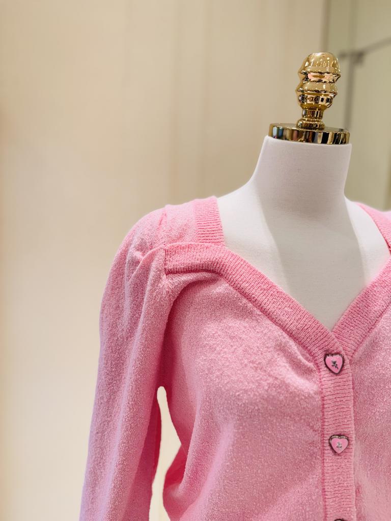 BLUE LABEL Heart Button Point Puff Cardigan