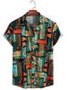 Men's Fashion Retro Printed Short Sleeved Shirt Men's Hawaiian Printed Shirt