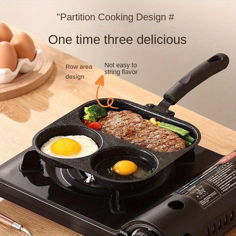 3-In-1 Breakfast Extra Thick Frying Pan Home Egg Pan Flat Bottom Skillet Steak Eggs Hamburger Non-Stick Pan