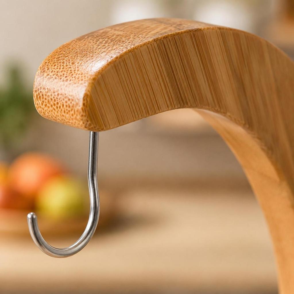 Banana Holder Bamboo Fruit Rack Storage for Kitchen, Living Room