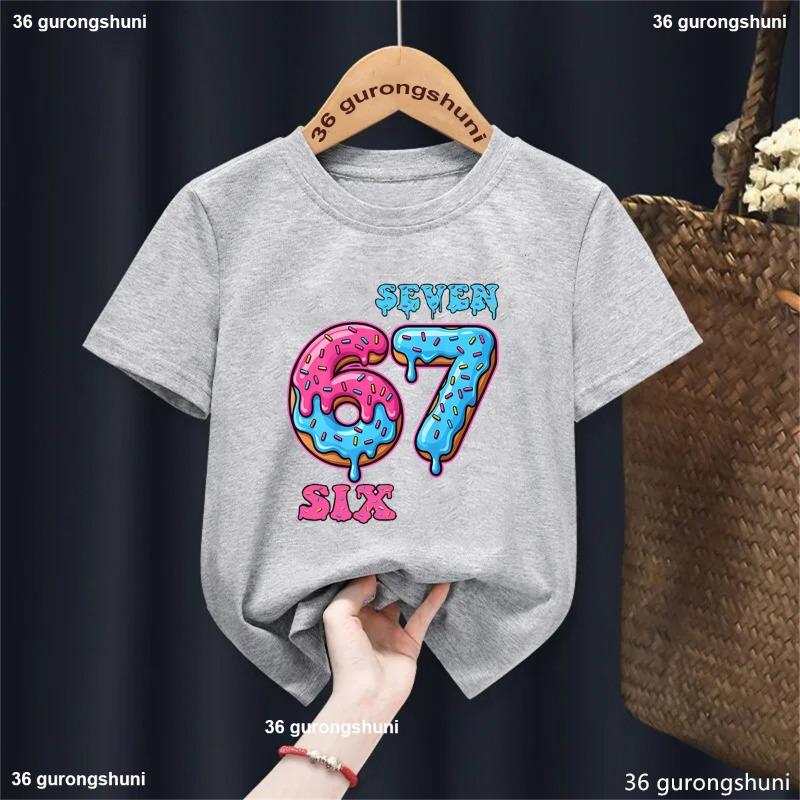 2025 Hot Sale Ice Cream Six Seven 67 Meme Printed T Shirt Girls/Boys Funny Kawaii Kids Clothes Summer Short Sleeve Shirt