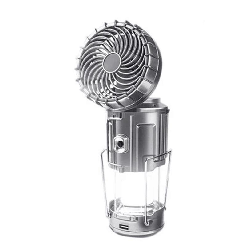 Solar Camping Lantern With Fan Portable Stretchable Electric Fan Emergency Light Outdoor Lighting Rechargeable LED Tent Light