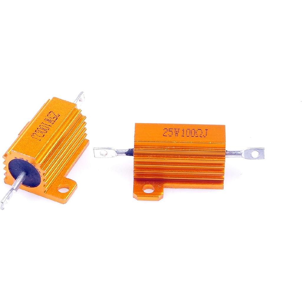 25 Watt 100 Ohm 5% Wirewound Resistor Electronic Aluminium Shell Resistor Gold (Pack of 2)