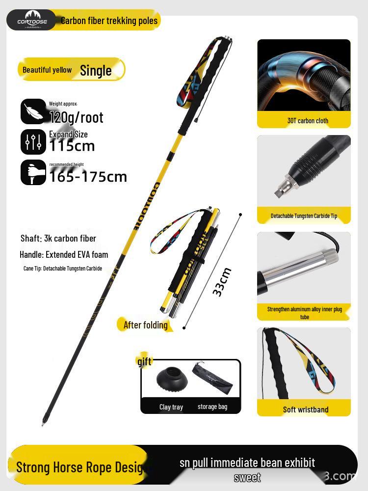 Professional Carbon Fiber Folding Trekking and Trail Running Poles