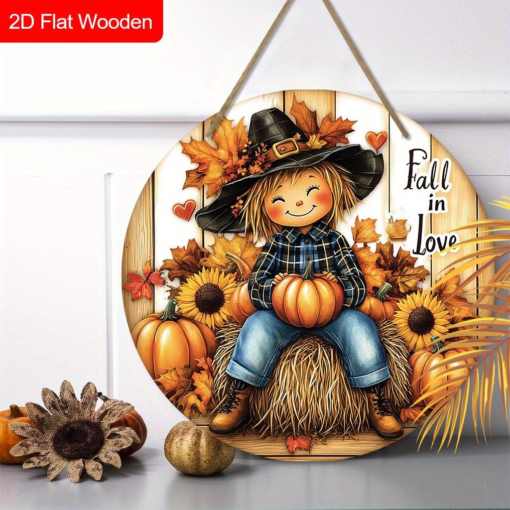 Garden decorations,autumn harvest festival decorations,wooden hanging decorative signs,Little girl and pumpkin pattern,2D flat products