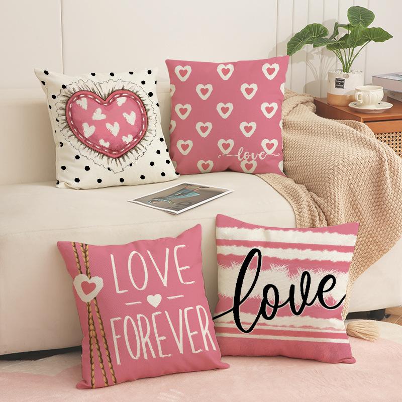1pcs 45cm Romantic Valentine’s Day Pillow Covers Love Heart Print Throw Cushion Case for Sofa Couch Home Decor