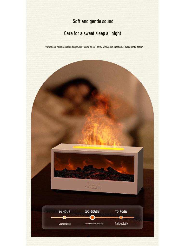 Retro 3D Fireplace Flame Aroma Humidifier & Colorful Desktop Light