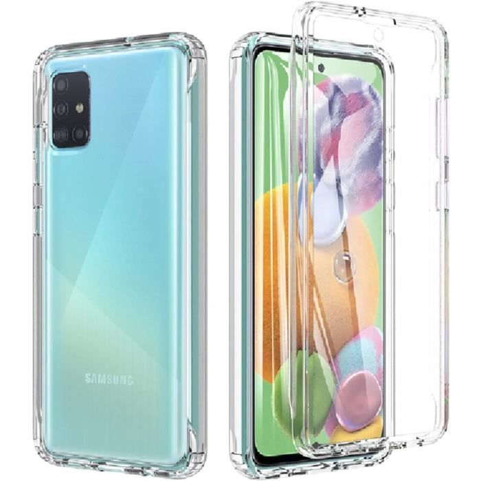 Coque Samsung A51, Coque A51 4G Transparent Antichoc Silicone [avec Protection écran] 360 Degres Protection intégrée pour A51