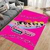 "Powerpuff Girls Cartoon Print Carpet - Pink Kids Room Decor Rug" Suitable for use as an anti-slip for living room bedroom sofas
