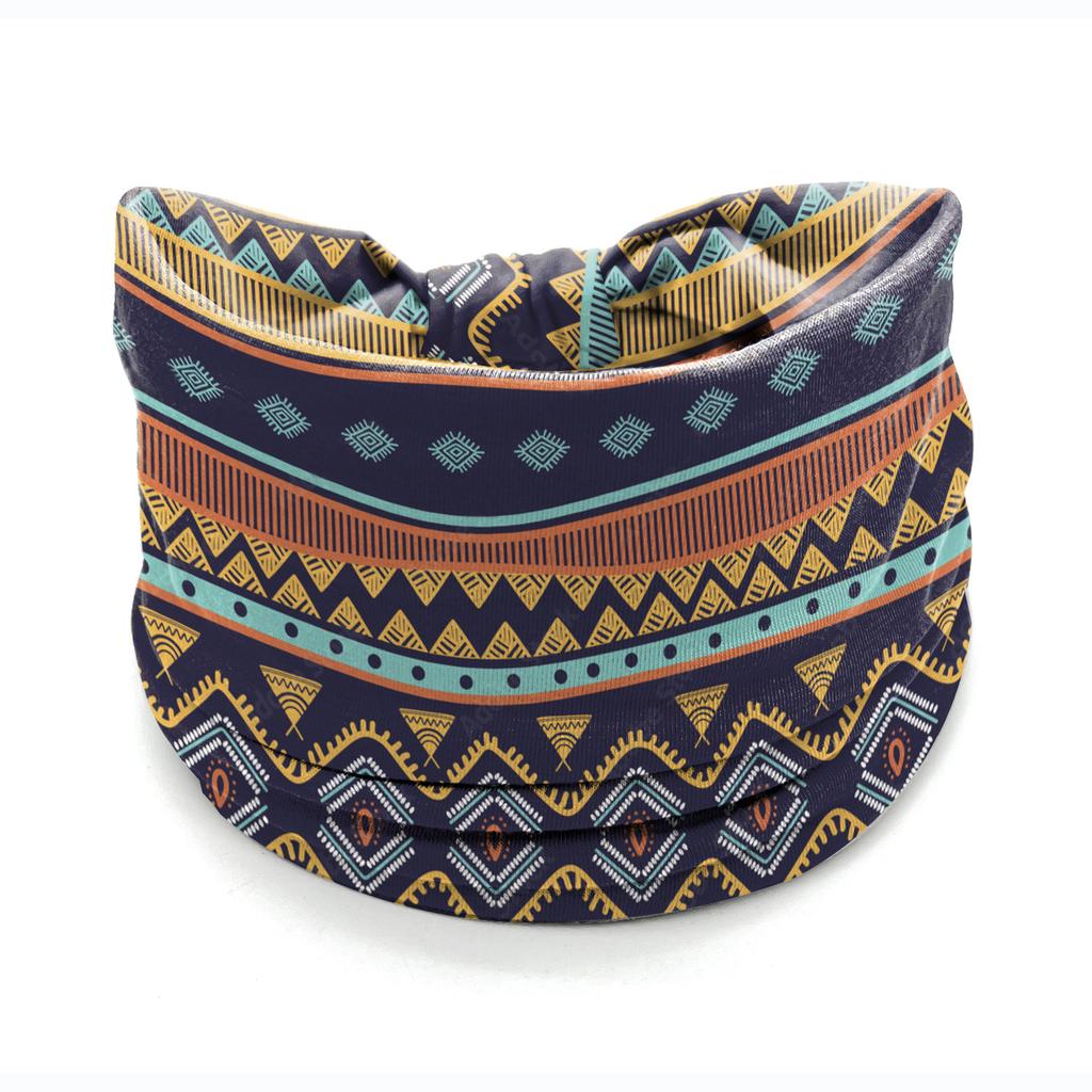 European American Women's Hair Band African Print Pattern Wide Edge Elastic Knot Sports Yoga Headband Women's Headwear Hair