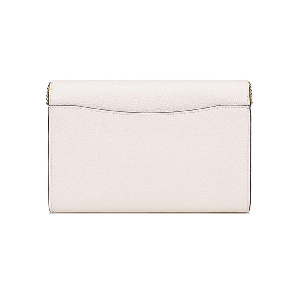 New COACH Tabby Pebbled Leather Chain Bag, Handheld Shoulder Bag Trumpets Women's Chalk White 7110-B4HA