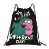 Custom Cowardlyes Dogs Anime Drawstring Bag for Training Yoga Backpacks Men Women Slapstick Sports Gym Sackpack