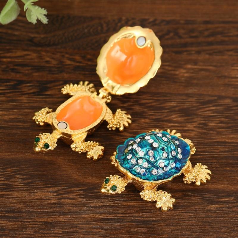 Handcraft Metal Turtles Jewelry Organizers Storage Solution Secure Lock for Jewelry Protective Display