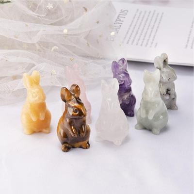 Figura de conejo tallada en piedra natural, cristal curativo, cuarzo amatista, energía, estatua animal, chakra, figura de conejo tallada