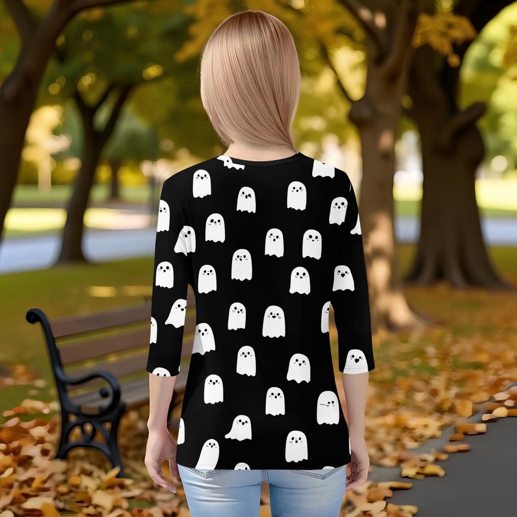 Laste 3/4 varrukatega trükitud O-kaelusega top igapäevane vabaaja T-särk