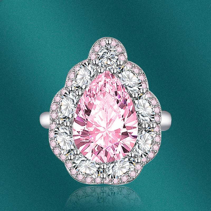 BELLA BOX Drop Shaped Opening Resizable Rings For Women Zircon Engagement Party Fine Jewelry Gift