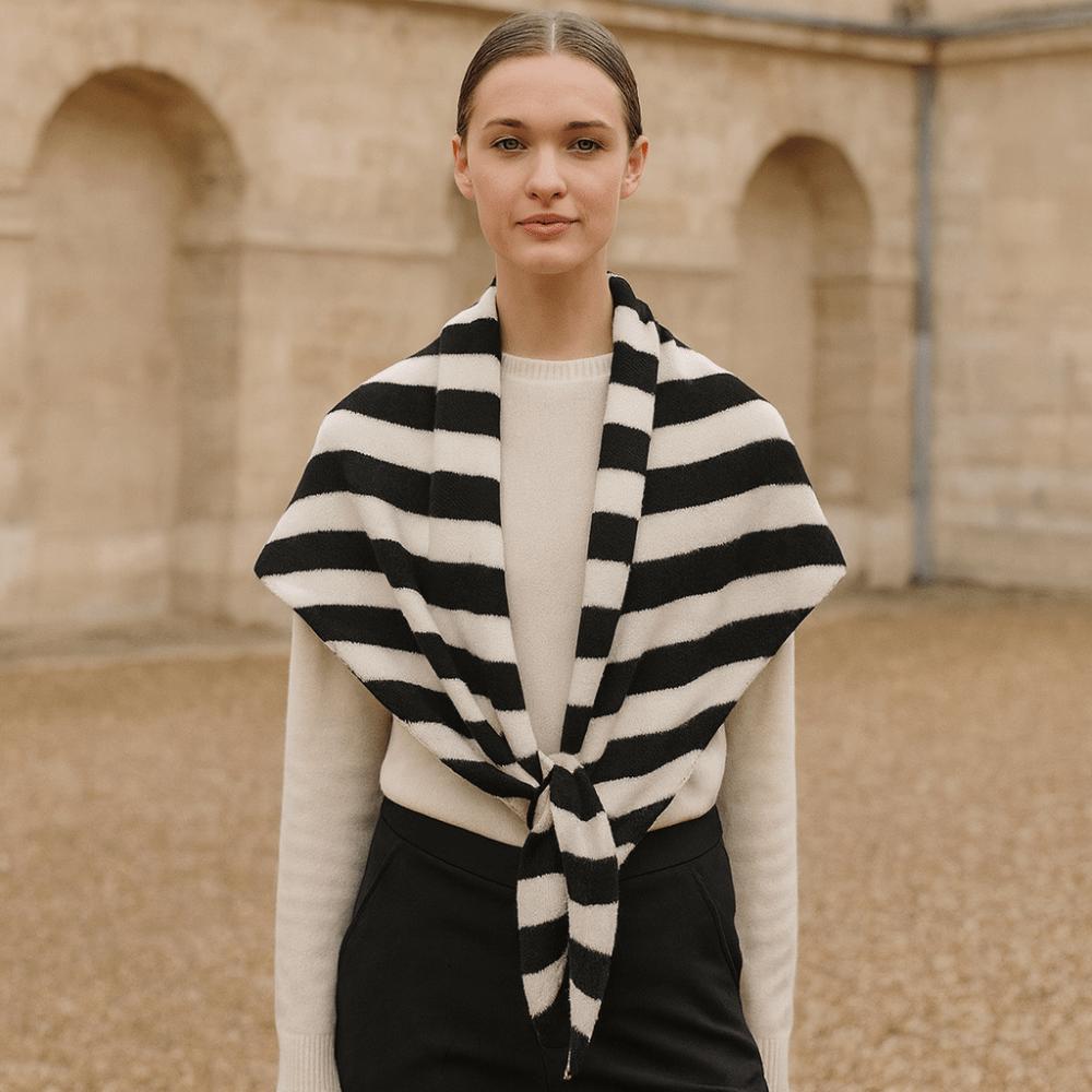 Plush Knitted Triangle Scarf Korean Style Cape Wraps Retro Striped Scarf  Autumn Winter