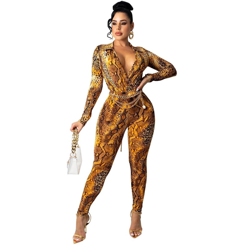 Europäische & Amerikanische Mode V-Ausschnitt Digitaldruck Langarm Hosen Set