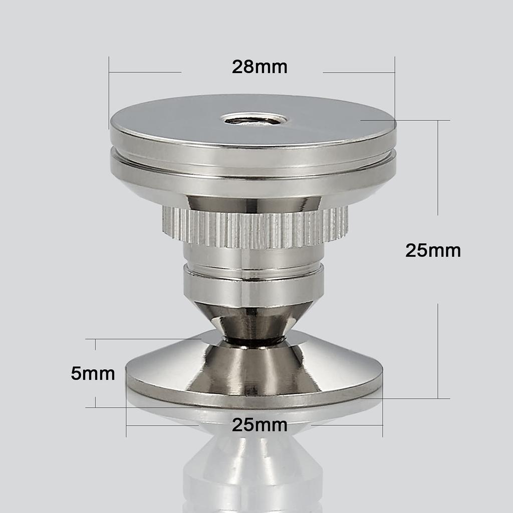 Pailvens Insulated Speaker 8 Height Adjustable Speaker Metal Spike Stand with 16 Improves Audio Sound Quality and Silver Pieces, Stand, Double-Sided