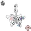 S925 Sterling Silver Exquisite Butterfly Tassel Beaded Pendant for DIY Jewelry